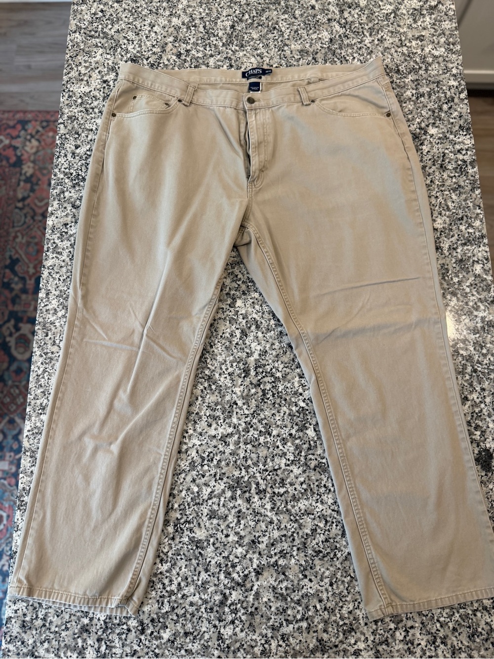 Chaps 5 Pocket Chinos Tan Straight-Leg Cotton Blend Pants 46x32